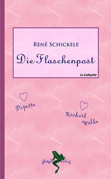 René Schickele, 1883 im Elsaß als deutscher Staatsbürger geboren, Dichter deutscher Sprache und Mitglied der Preußischen Akademie der Wissenschaften in Berlin, starb 1940 mit einem französischen Paß in Vence/Südfrankreich. Seit 1932 lebte er in Frankreich in seinem schriftstellerischen Exil. 1938 erschien sein erstes und einziges Werk, das er in Französisch niedergeschrieben hat, unter dem aussagestarken Titel 'Le Retour' - Die Heimkehr. 'Die Flaschenpost', sein letztes deutschsprachiges Werk, ist der Abgesang eines an der Politik Verzweifelten. Die Erstausgabe erschien 1937 in dem Exilverlag Allert de Lange in Amsterdam. 'Sein letzter Roman, 'Die Flaschenpost', hatte nun auch sehr viel mit der Zustellung einer Botschaft, zwar nicht aus der weiten Welt, sondern an diese, zu tun, aber ganz und gar nichts mit naturliebenden, menschenfreundlichen Landbriefträgern …' Nachwort, Ernst Erich Noth