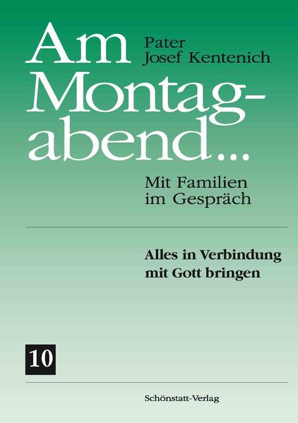 Im 10. Band „Alles in Verbindung mit Gott bringen“ regt Pater Kentenich seine Zuhörer an, die geschaffenen Dinge als Geschenk Gottes zu betrachten und alles zu benutzen, um tiefer zu Gott zu gelangen. Einen besonderen Stellenwert haben die Ausführungen über die Auffassung und Behandlung des Körpers und die Einheit von Leib und Seele. Pater Kentenich bringt dies bewusst in Verbindung mit Maria. Vom apokalyptischen Marienbild-die Gottesmutter als Sonnenmensch, Weltüberwinderin und Sternenmensch-fällt Licht auf die Auffassung des Körpers. Zugleich ist die Gottesmutter das Sonnenbild weiblicher Würde, Schönheit und Sendung. Daran anknüpfend stellt Pater Kentenich in klassischer Weise die Größe und Grenze der Marienverehrung dar. In der Reihe „Am Montagabend ...“ werden die Vorträge veröffentlicht, die Pater Josef Kentenich (1885-1968) im Zeitraum von 1955 bis 1964 für Ehepaare in Milwaukee/USA gehalten hat.