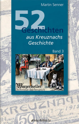 Es war einmal. ein Kreuznach, in dem das Remisje deutlich größer war als heutzutage, die Verwaltung sehr viel schlanker und die Neustadt bald saniert.Wo es Federweißen im März gab, „Fernsprecher“ beim Schlosser, einen Kindergarten im Kittchen und Schätze im Sarg. Wo für die Bildung das Brettergymnasium sorgte und der W.V., aber für Gesprächsstoff das Bioskop, ein Exkönig als Jahrmarktsretter, Sahlers Weinrezept und der Multiplikator. Wer mag, kann nun mitfahren auf Stöcks Vigilant, trifft einen geschäftstüchtigen Cauer, Vorlohsiffer und Ziehungsburschen, feiert Silvester im ,Ratskeller‘ und Nachmarkt beim Grumbeerehannes, sucht das Grüne Meer auf, Machers Zoo und Clüsseraths singende „Tyroler“, leert eine Kreuznacher Maß samt Makowitzkis Magnum-flasche, fiebert dem ersten Zeppelin entgegen, findet einen anrüchigen Poli-zisten, auch einen Saarländer auf Ab-wegen, und weiß kaum, was mehr überrascht: die 'Braut von Winzenheim', der Bunnezinnes oder Kreuznachs Festkalender für 1939.