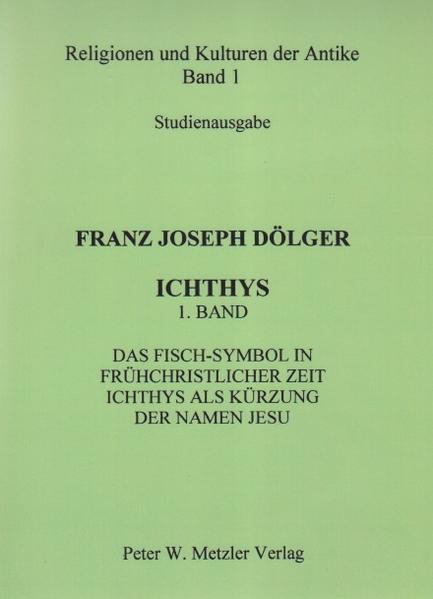 ICHTHYS 5 Bände (1922-1957) Nachdruck als Studienausgabe in 6 Bänden in der Reihe “Religionen und Kulturen der Antike”. Alles über den Fisch in der Antike und in den antiken Religionen vom Zweistromland bis Ägypten, von Israel bis Griechenland, von Rom bis Byzanz/Konstantinopel, von 1000 v. Chr. bis 700 n. Chr. Franz Joseph Dölger-Institut zur Erforschung der Spätantike, Universität Bonn. Unverzichtbares, bedeutendes Werk zum Fisch-Christus-Symbol -, das bisher kaum zu beschaffen und in Bibliotheken nur selten vorrätig war. Theologie und Religion aktuell-Anzeiger für die Seelsorge 10/2000 Standardwerk wiederaufgelegt. Alles über den Fisch. An seinem Namen und seinen Werken kommt auch heute noch keiner vorbei, der sich mit der Begegnung von antiker Kultur und frühem Christentum beschäftigt. Rheinischer Merkur 32/1999 Franz Joseph Dölger, Professor für Kirchengeschichte des Altertums, der Archäologie, Patrologie und Religionsgeschichte in Münster, Breslau und Bonn. Geboren am 18.10.1879 in Sulzbach am Main, gestorben am 17.10.1940 in Schweinfurt. 1902 zum Priester geweiht, 1912 Professor der Religionsgeschichte und 1918 Professor der Kirchengeschichte in Münster i. W., 1927 nach Breslau berufen, seit 1929 Lehrtätigkeit in Bonn. www.metzler-verlag.de