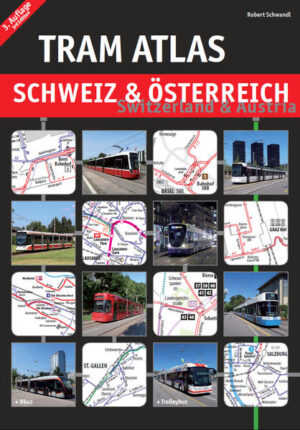 Die 3. Ausgabe unseres zweisprachigen Atlasses bietet wieder von allen Straßenbahnbetrieben in der Schweiz und in Österreich einen detaillierten farbigen Netzplan mit Haltestellen, eingleisigen Abschnitten, Wendeschleifen, anderen Bahnstrecken usw. Dazu werden in Tabellenform die Eckdaten der einzelnen Betriebe geliefert, wie Streckenlänge, Spurweite, Fahrzeugtypen, Einwohnerzahl, Betreiber. Mit dabei sind neben den zahlreichen Straßenbahnbetrieben auch die zwei österreichischen und die 13 Schweizer Obus- bzw. Trolleybus-Städte sowie die Wiener U-Bahn und die Métro von Lausanne. Für jede Stadt gibt es außerdem zahlreiche Fotos mit aktuellen Fahrzeugen.//The third edition of our bilingual atlas includes a detailed colour map featuring stops, single-track sections, turning loops, other railway lines, etc. for each of the numerous Swiss and Austrian tram systems. Basic data like route length, track gauge, vehicle types, city population, operator, etc. is provided in a box. Besides the numerous tram systems, trolleybus systems and the metros of Vienna and Lausanne are also covered. Each chapter is enhanced with photographs of the present rolling stock.