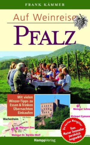 Wie kann man gleichzeitig die Schönheit der deutschen Landen und die Vielfalt und Fülle der heimischen Weine besser erleben als bei einer Weinreise durch die beliebtesten und schönsten Weinregionen Deutschlands? "Auf Weinreise - Pfalz" verknüpft die besten Ideen und Anregungen von Gastro- und Freizeitguides mit denen von Weinführern und inspiriert zu abwechslungsreichen Tages- oder Wochenendeausflügen. Die besonderen Empfehlungen von Master- Sommelier und Weinkenner Frank Kämmer und seine persönlichen Insider-Tipps zu Hotels, Restaurants und den von ihm ausgewählten Weingütern werden ergänzt durch Einkaufstipps für regionale Spezialitäten sowie durch zahlreiche Kultur- und Freizeittipps.