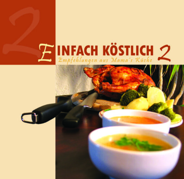 Wunderschön aufgemacht mit bunten Bildern von verschiedenen internationalen Gerichten war und ist dieses Kochbuch „Einfach köstlich Band 2“ noch immer ein Bestseller. Gerne schauen Alt und Jung hinein, denn es ist für jeden etwas dabei. Gerichte, die einfach und schnell gemacht sind, der kleine Hunger ist auch schnell gestillt. Auch für festliche Tafeln zu Hochzeiten oder anderen feierlichen Anlässen finden Sie hier eine reiche Auswahl. In diesem Kochbuch finden Sie neue Rezepte für Ihre Familie, die erprobt und bewährt sind. Dieses Buch darf in der Küche nicht fehlen!