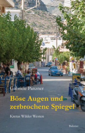 In ihrer autobiografisch gefärbten Erzählung Böse Augen und zerbrochene Spiegel schildert Gabriele Panzner mit bissigem Humor das Leben der Österreicherin Katharina, die in einer Reiseagentur in Paleochora im Südwesten Kretas arbeitet. Die Bewohner dieser Region sind wie ihre Insel: zuweilen schroff, direkt und karg, dann wieder voller Herzensgüte und sonniger Wärme. Die Geschichte Katharinas beginnt mit ihrem Einstand im Büro und endet mit dem griechischen Nationalfeiertag und dem Saisonende. Dabei spannt die Autorin einen weiten Bogen von der ereignisreichen und zum Teil chaotischen Arbeit in einer kretischen Reiseagentur über traditionelle Dorffeste, eine alte Familienfehde und seltsam anmutende Sitten und Gebräuche bis hin zu skurrilen Eigenarten der öffentlichen Verwaltung. Sie ermöglicht so einen Blick hinter die touristische Oberfläche auf einen abenteuerlichen Alltag zwischen archaischer Tradition und modernem Leben, wie man ihn nur bekommt, wenn man Teil der einheimischen Gesellschaft wird und sich gleichzeitig den Blick von außen bewahrt.