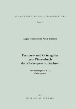 Mit der Veröffentlichung des zehnbändigen Pfarrerbuches der Kirchenprovinz Sachsen (KPS) in den Jahren 2003 bis 2009 durch den Verein für Pfarrerinnen und Pfarrer in der Evangelischen Kirche der Kirchenprovinz Sachsen e. V. wurde der Forschung ein äußerst ergiebiges Nachschlagewerk an die Hand gegeben. Nicht nur Historikern, sondern vor allem auch Personengeschichtsforschern bietet es vielfältige Informationen. Der einheitliche Aufbau der Biogramme erleichtert die Arbeit und das Auffinden von Informationen erheblich. Grundsätzlich sind die Biogramme alphabetisch geordnet, zunächst nach Familiennamen, innerhalb dieser nach Vornamen, allerdings nicht nach dem Rufnamen, sondern nach dem in der Reihenfolge ersten Vornamen. Wer nur den Rufnamen kennt, muss bei häufigeren Familiennamen also einiges an Geduld mitbringen. Außerdem muss berücksichtigt werden, dass die Umlaute ä, ö und ü wie die Grundvokale a, o und u behandelt werden, während die Schreibungen ae, oe und ue der Buchstabenfolge nach eingeordnet sind. So findet sich z. B. Boettcher in Band 1 auf Seite 427, Böttcher dagegen auf den Seiten 476-480. Sucht man nun nach weiteren Nennungen außerhalb des eigentlichen Biogramms, ist dies nur bei den Kindern möglich, die selbst den Beruf des Pfarrers ergriffen haben oder einen Pfarrer geheiratet haben. Die Suche nach Familiennamen angeheirateter Personen sowohl bei den Pfarrerinnen und Pfarrern sowie bei deren Kindern ist nahezu unmöglich. In der Stiftung Stoye reifte daher die Überlegung, das Werk durch ein umfassendes Personen und Ortsregister zu erschließen. Um die Register nicht zu überfrachten, beschränken sie sich auf die Biogramme. Die dortigen Nennungen in den Quellen- und Literaturangaben sowie die Schul-, Studien- und Ordinationsorte wurden nicht aufgenommen. Im Ortsregister wurden zusätzlich die Ortsnennungen in den Series Pastorum in Band 10 berücksichtigt. Umlaute wurden unter ae, oe bzw. ue einsortiert. Das ß wurde wie ss behandelt. Unterschiedliche Schreibweisen wie z. B. ä und ae oder ß und ss wurden zusammengefasst. In das Personenregister wurden die Personen mit den Familiennamen und den Vornamen aufgenommen. Ergänzungen wie Herrschertitel oder geistliche Titel wurden aufgeführt, wenn dies zur Identifizierung der Person hilfreich ist. Die Schreibweise der Familiennamen und Vornamen wurden aus dem Pfarrerbuch übernommen. Nur offensichtliche Tippfehler wurden im Register berichtigt. Das Personenregister umfasst insgesamt 160.929 Personennennungen. Bei den Ortsnamen ist zu berücksichtigen, dass grundsätzlich der zur Zeit der Amtsausübung gültige Name im Pfarrerbuch angegeben ist. Eine nähere Bestimmung wurde nur vorgenommen, wenn derselbe Ortsname innerhalb der KPS mehrfach vorkommt. Ein Zusammenführen von verschiedenen Schreibweisen im Ortsregister erfolgte nur bei unterschiedlich verwendeten Abkürzungen oder Ergänzungen (z. B. Aken an der Elbe und Aken/Elbe) und bei offensichtlichen Tippfehlern. Das Ortsregister umfasst insgesamt 136.384 Ortsnennungen.