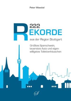 Die Region Stuttgart ist über 3.600 km² groß, knapp 2,7 Millionen Menschen aus 169 Staaten leben in ihr. Auf etwa 1/10 der Fläche des Bundeslandes leben rund 1/4 der Einwohner Baden-Württembergs. Die Region ist Wirtschaftsmotor nicht nur für den Südwesten, sondern für ganz Deutschland. Namhafte Firmen sitzen in der Region und bedeutende Erfindungen wurden in ihr gemacht. Nachdem der Autor Peter Woeckel in der Rekordbuch-Reihe des Scribo Verlages bereits 500 Bestleistungen aus dem Südwesten vorgelegt hat, zoomt er nun in das Bundesland Baden-Württemberg hinein und präsentiert 222 Rekorde speziell aus der Region Stuttgart. Wenn Sie beispielsweise wissen wollen, wo ·     der geographische Mittelpunkt der Region liegt ·     die größte Fuß-Skulptur der Welt gegossen wurde ·     das älteste erhaltene Kartenspiel besichtigt werden kann und ·     das größte Sparkassen-Schwein der Welt sein Zuhause hat … dann werden Sie mit diesem Buch eine vergnügliche Zeit verbringen!