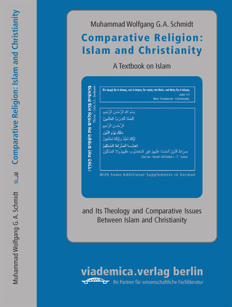 The major parts of the texts brought together in this book are intended to address an English speaking and reading student audience at Graduate School level in the Focus Area of Comparative Religion. When it comes to comparative issues, you will also find a strong Christian theological component in it. This applies in particular to the two series of lectures on Introduction to Islam and Its Theology and Islam in Christianity contained in this book (pp. 9-136). Originally, these course materials were designed as two Graduate courses in succeeding order with the Introduction to Islam and Its Theology to be studied first and then to be followed by Islam and Christianity. They were written and designed for the Comparative Religions Graduate School Focus Area offered at Nations University (West Monroe, La., USA) in the Far Distance Extension Master of Religious Studies graduate program. Much of the material contained in Module 4 “Central Doctrines of Faith in Islam and Christianity” in the Islam and Christianity lecture series is based on a research the author has done for a Doctoral Dissertation on the same topic for a Doctorate in Theology earned in 2400 (Institute For Christian Works, Bible School and Seminary, Burlington, WA, USA). Some other German texts of the author’s works on the topic of Islam and Christianity have been added to complement the English texts in this book: First, a series of articles on “Christians in Dialog With Islam”, each of which deals with special related sub-topics such as the concept of God in the Bible and the Qur´an, Jesus in the Bible and the Qur´an, and relations between the Western and the Muslim world. These texts have originally been intended to address a less scholarly audience of a more general interest, and thus the more commonly known forms of certain termini technici have been used, e.g. “Koran” for the Holy Book of Islam rather than “Qur´an” as would be used in more scholarly texts. Secondly, another German text covering a detailed and systematic study of the concept of SOUL in Islam in an attempt to compare this with the Western-Christian understanding of the SOUL concept. Finally, you will find an essay on “The Holy Warriors of Islam-Motifs and Background”, also in German. This essay endeavours to analyse some of the settings and mechanisms in the phenomena known as “fundamentalist Islamic terrorism” that are considered to play a major role and pertain to certain special patterns of action and setting in this “scenery”. // With some additional German supplement // Mit einigen Anhangseiten auf Deutsch unter dem Titel "Christen im Gespräch mit dem Islam": "Das Verständnis von Gott in der Bibel und im Koran", "Jesus in der Bibel und im Koran", "Christen und Muslime", "Die Lehre von der Seele im Islam" und "Die Heiligen Krieger des Islam"-Motive und Hintergründe (Motivsuche aus der Weltsicht des Islam). Es empfiehlt sich, dieses Buch zusammen mit der CD-ROM-Ausgabe "Islam Studies Library" zu benutzen. In seinen Übungsaufgaben verweist der Autor immer wieder auf Inhalte, die sich auch auf das gleichfalls in englischer Sprache erschienene Studien- und Lehrmaterial als multimediales Recherchetool beziehen. Unter dem Titel "Islam Studies Library" in allen Buchhandlungen erhältlich.-Muhammad W.G.A. Schmidt: ”Islam Studies Library" (CD-ROM). ISBN 3-932756-83-5. Preis: 32 EUR. // CONTENTS: This CD-ROM is full with authentic Islamic texts covering all major areas of Islamic Studies and complete course and lecture material concerning comparative issues of Christianity and Islam. For example, you will be astonished to learn that "Jihad" does not mean "Holy War". // The CD contains a complete small library with scholarly works on Islam and is designed to provide the student with an overview and an in-depth insight into the religious teachings of Islam. The materials contained on this CD are for the student of Comparative Religion or Islam Studies, Theology etc. Its primary aim is to provide a wider range of Islamic reference materials and database for the purpose of research into a certain area (Qur’ an, Hadith, Islamic Law etc). CD-ROM's main language is English