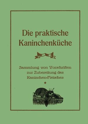 »Die praktische Kaninchenküche« ist eine Sammlung von Vorschriften zur Zubereitung des Kaninchen-Fleisches. Es handelt sich um eine Zusammenstellung aus der Zeit um 1919, als die Menschen nach den Kriegszeiten Hunger litten. Das Buch beinhaltet folgende Kapitel: Das Schlachten Das Abziehen und Ausnehmen Die richtige Verwertung des Fells Das Kaninchenfleisch und seine Zubereitung Einbeizen des Fleisches Verwendung des Blutes, der Knochen und der Galle Haltbarmachen Koch- und Bratrezepte Wurstherstellung Anhang: Kaninchen-Gerichte für 4 Personen (1939) Broschüre, 40 Seiten, zahlr. Abb., moderne Schrift, A5, Reprint.