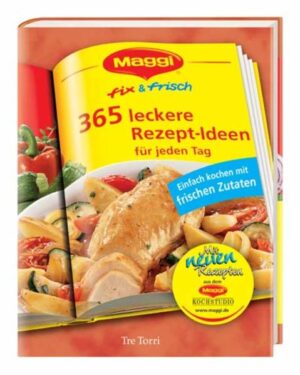 Wenn´s frisch sein soll und trotzdem fix gehen muss, bringt das Kochbuch von Maggi die Lösung. In einer neubarbeiteten Auflage mit vielen neuen Rezepten erfüllt "Maggi fix & frisch - 365 leckere Rezepte für jeden Tag" den Wunsch nach kreativer Frische-Küche ohne viel Zeitaufwand. Gegliedert nach Frühling/ Sommer / Herbst und Winter findet man schnell das passende Rezept zur richtigen Jahreszeit für jeden Tag. Ein Buch für alle genießenden Schnellkocher.