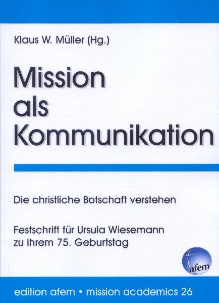 Klaus W. Müller: Eine ungewöhnliche Frau Angelika Marsch: Prof. Dr. Ursula Wiesemann-Pioniergeist pur! Ursula Wiesemann: Persönlicher Werdegang Ursula Wiesemann: Bibliographie der Veröffentlichungen Angelika Marsch: Die Bibel-das multikulturelle Buch Gottes Andreas Kusch: Trialogische Kommunikation Friedhilde Stricker: „Gedenket an eure Lehrer“-Studien zu Hebräer 13,7+8 Lothar Käser: Der Missionar als Ausländer Heinz Müller: Umgang mit Kultur in der Mission Heinrich von Siebenthal: „Wahrheit“-Thesen zu einem umstrittenen Begriff Thomas Schirrmacher: Die Entdeckung der Komplementarität Andreas Baumann: Grundlagen für das Gespräch der Religionen Robert Badenberg: How about ‚Animism‘?-An Inquiry beyond Label and Legacy Christof Sauer: Ist Mission intolerant? Christine Schirrmacher: Der „Ehrenmord“-ein „Schandemord“ Fritz Goerling: Translation of ‚Grace‘ in Jula of Côte d'Ivoire Christian Goßweiler: „JHWH Gott Zebaoth“ als Problem der Bibelübersetzung Eberhard Troeger: Ist Allah Gott? Friedemann Walldorf: Missiologisch denken Inge Egner: Promotion des Langues Nationales et Épanouissement Humain Klaus W. Müller: Missiologische Ausbildung heute