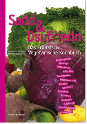 „Was kammern denn da überhabds essn?“ Dieses Buch löst den scheinbaren Widerspruch auf schmackhafte Weise. In über 250 original fränkischen Rezepten wird bewiesen, daß Fränkisch und Vegetarisch zusammenpasst. Mit„Örbfl“,„Zahmed“,„Schlauchbrüh“,„druggna Schnibbela“, „Hefmhubfer“, „Schnitz“ „Franzkuung“ und „Abflebbiern“, bietet die „Gsunde Woar“ eine andere, fränkische und „saugoude“ Hausmannskost.