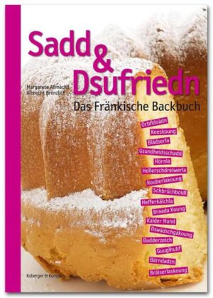 „Koung und Kaffee“ Wenn das letzte Schäuferle vertilgt und der allerletzte Kloß verputzt ist, dann ist der Franke zwar „sadd“, aber noch lange nicht „dsufriedn“. Denn nach angemessener Pause, die vielleicht durch das eine oder andere „Schnäbsla“ verkürzt wird, regt sich der „Glusder“ auf ein „Moongdredzerla“. Das Fränkische Backbuch zeigt, dass wir in Franken wesentlich mehr zu bieten haben als nur „Lebkoung“. Vom Apfelstrudel bis zum Zwetschgenkuchen, vom Hefferkäichla bis zum Bräiserlaskoung und Blädzla aller Art, findet sich in diesem Buch alles für die, die Kaffee und Kuchen für ihr „Leem su gern meeng…“