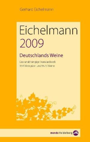 Eichelmann Deutschlands Weine 2009 bietet eine Einführung in die deutschen Weinanbaugebiete, alphabetisch geordnete Porträts zu den besten Erzeugern und die Bewertung und Beschreibung ihrer Weine. Preisangaben, Rebsorten-Glossar, Jahrgangstabellen und Register mit Schnäppchen- und Bestenlisten runden diesen einmaligen Führer ab.