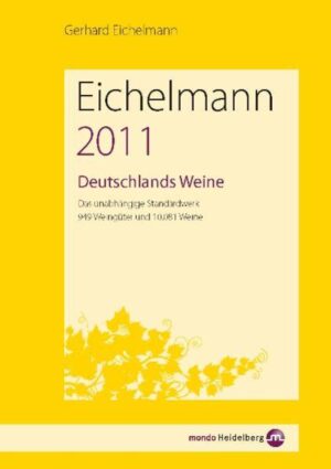 Eichelmann 2011 Deutschlands Weine bietet eine Einführung in die deutschen Weinanbaugebiete, alphabetisch geordnete Portraits zu den besten Erzeugern und die Bewertung und Beschreibung ihrer Weine. Preisangaben, Rebsorten-Glossar, Jahrgangstabellen und Register mit Schnäppchen- und Bestenlisten, Orts- und Lagenverzeichnis runden diesen einmaligen Führer ab.