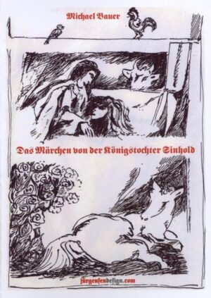 Michael Bauer, Lehrer und Erzähler im 19. Jahrhundert aus der Pfalz erzählt hier von einem Königssohn, der herangewachsen war und stark genug, dass er selbst ein Reich verwalten konnte. Der König sagte eines Tages zu ihm: "Ich werde immer schwächer und du wirst immer stärker. Es ist billig, dass du die Regierung auf dich nimmst. Ich will mit dir das Land umreiten und dir alle Grenzen zeigen. An dir wird es dann sein, zu sorgen, dass dir kein böser Nachbar jemals ein Stück des Reiches entreiße." Viele Wochen hatten sie zu reiten, denn das Reich war groß. Der Sohn kam dabei auch in Gegenden, die er vorher noch nie gesehen hatte. Der Vater aber kannte alle angrenzenden Länder und nannte ihm alle Reiche und Könige. Einmal ritten sie tagelang an einem steilen Grenzgebirge vorüber. Kein Weg, keine Strasse führte in das Gebirge oder aus ihm heraus. Verwundert fragte der Sohn: "Was ist das für ein seltsames Land zu unserer Linken? Warum hält es so schlechte Nachbarschaft, dass kein einziger Weg herüber und hinüber führt?" "Das Land jenseits des Gebirges", erwiderte der Vater, "ist ein verwunschenes Land seit undenklicher Zeit. Schon viele Ritter haben einzudringen versucht und sind nicht zurückgekehrt. Man erzählt, es sei ganz unbewohnt und wüst. Viele Tagesreisen lang sei kein Haus und keine Herberge anzutreffen. Keine Blume blühe, kein Vogel singe, kein jagdbares Tier sei zu finden. Es müsse darum auch jeder Hungers sterben, der es unternehmen wollte, das Land zu erforschen. Auch geht die Kunde von einer verzauberten Königstochter auf einer hohen Felsenburg inmitten des Landes. Aber wer will wissen, ob etwas Wahres an dem allen ist? Die Gelehrten unseres Königsreiches haben niemanden auffinden können, der selber in dem verzauberten Lande war. Alle haben bloß davon gehört. Der letzte Mensch, der jenseits der Berge auf dem Weg dahin gefunden wurde, ist eine alte Waldfrau, die aber nicht ums Leben und nicht um den Tod etwas von den Geheimnissen des Zauberlandes verrät.” Der junge Königssohn macht sich auf den Weg, in die Welt zu ziehen und das verwunschene Land zu erkunden. Dabei erreicht er die Grenze und sieht aus der Höhe in eine tiefe Schlucht, die tief unten ein paar grüne Bäume zeigt. Das war aber auch das einzige, was in dem wilden Gestein, in dem weiten Grau an Leben und Wachstum gemahnte. Er nahm nach diesen Bäumen die Richtung. Das Gebirge war steil und der Boden voller Geröll. Er musste sein Pferd am Zügel führen und kam nur langsam vorwärts. Es wurde Abend, bis er endlich im Tale anlangte. Unter den Bäumen gewahrte er eine Hütte, roh aus Steinen aufgeführt und mit unbehauenen Felsplatten gedeckt. Dort findet er fünf Tiere vor, einen Vogel im offenen Käfig, eine Katze, einen Hund, und später im Stall eine Kuh. Der Hund wedelte ihn an und führte ihn ins Nebenzimmer, wo er eine alte Frau schlafend vorfand, allerdings schlief sie einen tiefen Schlaf, da sie tot war. Nachdem er die Tiere versorgt und bei ihr Totenwache gehalten hat, begräbt er sie nach zwei Tagen und zwei Nächten und begibt sich mit den Tieren zusammen auf den weiteren Weg, am Mittag des siebenten Tages in dem sonst ebenen Land einen himmelhohen Felsen mit einer gewaltigen Burg emporragen sehen. Aber kein Hornruf grüßte von der Zinne, kein Torwart stand am Eingang. Das musste die langersehnte Felsenburg der Königstochter Sinhold sein. Von zu Hause hatte er noch mitgenommen, was die Alten über das verwunschene Land wußten. Dort soll eine Königstochter sein: "Tausendmal schöner als ein Mensch kann sagen, hundertmal schöner, als ein Maler kann malen!" Aber auch: "Erlösen kann sie kein Mensch allein, und mehr als einer darf's auch nicht sein."