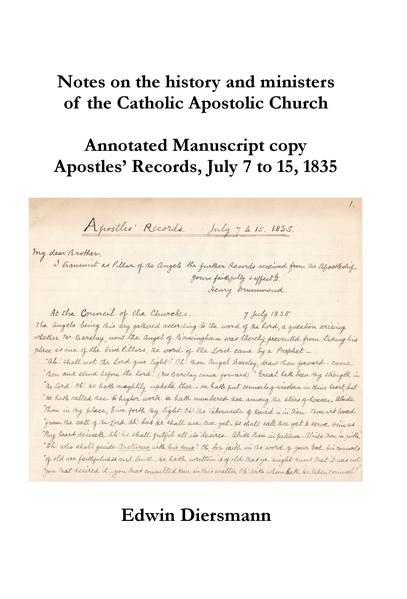 Dieses Buch behandelt einen unbekannten Abschnitt aus der frühen Geschichte der katholisch-apostolischen Bewegung, nämlich die Woche vor der sogenannten Aussendung ihrer Apostel am 14. Juli 1835. Ein seltenes Manuskript, eine handschriftliche Kopie von den "Apostles' Records", den Aufzeichnungen der Apostel, wurde nun transkribiert und mit Anmerkungen versehen. Es bietet einen ungewöhnlichen Einblick in die Vorgänge, die Weissagungen und auch die Zweifel der Teilnehmer während dieser Woche. Das Buch enthält auch kurze biographische Informationen über die anwesenden Amtsträger, von denen einige bisher unbekannt waren. Die Publikation ist in englischer Sprache.