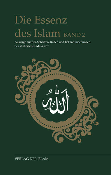 „Die Essenz des Islam“ ist die deutsche Ausgabe einer Sammlung von Auszügen aus den Schriften, Ansprachen und Bekanntmachungen des Verheißenen Messias, Hadhrat Mirza Ghulam Ahmad (as) von Qadian. 1889 erhob Hadhrat Ahmad (as) den Anspruch, jener Messias und Mahdi zu sein, dessen Ankunft in der Endzeit nicht nur im Islam sondern auch in anderen Religionen prophezeit wurde. Die Schriften des Verheißenen Messias sind für all jene ein Weckruf, die glauben, dass die Offenbarungen und Zeichen Gottes eine Angelegenheit längst vergangener Tage darstellen. Seine Schriften sind angefüllt mit Erörterungen über die Etablierung einer lebendigen Beziehung zu Allah, die Funktion, die Offenbarungen bei der Erlangung dieses Ziels innehaben, und der absoluten Notwendigkeit, der Lehre des Heiligen Propheten zu folgen und nach den Lehren des Heiligen Qur‘an zu leben. Gemäß den Prophezeiungen des Heiligen Propheten Muhammad (saw) sind sie jene spirituellen Schätze, die, verfasst mit göttlichem Beistand, der Menschheit auch in dieser Zeit den Zugang zu den leuchtenden Lehren des Islams und des Heiligen Qur’an ermöglichen. Dieser Band präsentiert in den Worten von Hadhrat Mirza Ghulam Ahmad (as) eine Zusammenfassung seiner Ausführungen hinsichtlich achtzehn Themen. Diese lauten: Arabisch, die Mutter der Sprachen