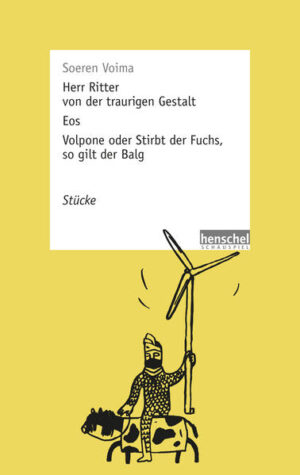 Ein Filialleiter im Ruhestand zieht in Ritterrüstung durch eine Schrebergartenkolonie und kämpft als heutiger Don Quijote gegen die Gnadenlosigkeit der modernen Erfolgsgesellschaft. Eos, die Göttin der Morgenröte, hat genug vom kriegerischen Chaos der Götterwelt, verläßt den Olymp und sucht in der Alltagsnormalität unseres irdischen Daseins nach Liebe und Harmonie. Und der alte Volpone, vormals erfolgreicher Unternehmer und Discounter-König, treibt sein von Geldgier getriebenes Spiel mit seinen potentiellen Erben in einer modernen katholischen Kurklinik. Soeren Voimas feinfühlige Bearbeitungen literarischer Vorlagen sprühen vor spielerischer Lust und Sprachwitz und stecken zugleich voller bissiger Zeitkritik.