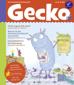 Draußen wird es immer früher dunkel, wir machen es uns drinnen gemütlich und lesen Gecko: Bei der Hexe Zuckerguss gibt es einen magischen Spieleabend. Fanny erklärt ihrem kleinen Bruder Klee, warum Weihnachtsbäume Tannen sind. Und unser haifischblaues Lieblingsmonster Schlinkepütz feiert Geburtstag! Dazu wie immer ein Alltagsexperiment, Sprachspiele, Gedichte, Buchtipps und vieles mehr. Neu: Farbengedichte zum Suchen und Finden von Susan Kreller und Anne- Kathrin Behl. Künstler und Autoren dieser Ausgabe: Annette Herzog, Lisa S. Rackwitz, Silke Wolfrum, Mascha Greune, Susan Kreller, SaBine Büchner, Charlotte Habersack, Hubert Schirneck, Ina Hattenhauer, Anne- Kathrin Behl, Sybille Hein, Haus der kleinen Forscher, Bettina Bexte, Stefanie Duckstein, Ina Nefzer.