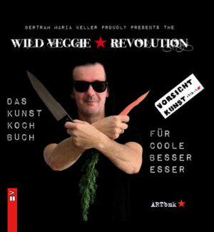 Wild Veggie?Revolution - das KunstKochBuch für coole BesserEsser von Bertram Maria Keller stylishe Hochglanz-Fotos - coole Rezepte - chillige Texte wunderbar bunt - hand-designed - keine Seite gleicht der anderen - mit viel Liebe zum Detail. Vegane Nachspeisen von Kochpartnerin und Fotomodel Janina Michel mit hohem Suchtfaktor. Ob am original 50er Jahre Uroma-Herd, mit tätowiertem Rezept auf dem Rücken oder in Öl gemalt, alleine die Bilder sind es wert, sich das quadratisch-kreative Kochbuch ins Lieblings-Regal zu stellen. Die Kunst kommt nicht zu kurz, dafür sorgt Aktionskünstler, Fotograf und Filmemacher bmk, der nicht erst seit seiner Teilnahme bei einer bekannten Fernseh-Kochshow Küche und Kunst innovativ vereint. Ein Veggie-Kochbuch auch für Fleischesser und all diejenigen, die ihre kreative Leidenschaft in der Küche noch nicht verloren haben.