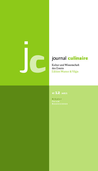 Aromatische Garten- und Wildkräuter sind das Fokusthema der Zeitschrift „Journal Culinaire. Kultur und Wissenschaft des Essens, No. 12“. Zwei leidenschaftliche Gärtner berichten über ihren Anbau (Harald Gasser aus Südtirol und Bernd Simon aus der Nordpfalz), sieben fantasievolle Köche (Michael Hoffmann, Pierre Lingelser, Herbert Hintner, Peter Scharff, Meinrad Neunkirchner, Jean-Marie Dumaine und Robert Stolz) und vier akribische Wissenschaftler (Thomas Vilgis zum Schmecken von Kräutern und Gewürzen, Maria Müller und Romana Maier zur Bioverfügbarkeit von Antioxidantien sowie Herbert Buckenhüskens zu biologisch aktiven Substanzen in Kräutern) fächern das Thema abwechslungsreich auf. Im Forum geht es um Wildpflaumen (Walter Hartmann), Food-Design (Sonja Stummerer und Martin Hablesreiter), um die Nahrungspraktiken von Migranten (Julia Bernstein), Epikurs Lustprinzip (Felix Bröcker), Langlebigkeit (Jürgen Hädrich) und Alltagsrituale (Andrea Lambeck und Melanie Grösch). Rezensionen bilden den Abschluss eines reichhaltigen und bunten Journal Culinaire No. 12: Johannes B. Bucej über die Rehabilitation der Wiederkäuer durch Anita Idel, Ursula Hudson-Wiedenmann über den Film „Ehrfurcht vor dem Leben. lasst uns über das Töten reden“ und schießlich Nicolai Wojtko über den Film „Visionen. Aus dem Leben der Hildegard von Bingen“ von Margarethe von Trotta.