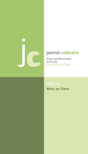 Bei Vielen weckt der Ruf „zu Tisch bitte“ tief im Gedächtnis verankert Erinnerungen mit einer Mischung aus Geborgenheit und geschmackvollen Esserlebnissen. Manche mögen dieselbe Aufforderung, eingedenk negativer Erfahrungen angesichts hierarchischer Strukturen am Familientisch, als Bedrohung empfinden. Andere erinnern formelle Veranstaltungen, bei denen Livrierte mit dieser Aufforderung zu einem illustren Mahl auffordern. Nicht auszuschließen ist ein verständnisloser Blick derjenigen, die eine Tischkultur nicht zu ihren Alltagserfahrungen zählen. Das Journal Culinaire No. 16 möchte die Vielfalt der Bedeutungen anreißen, die der Tischgemeinschaft zukommen können. Anlass, sich der eigenen kulturellen Wurzeln einer Tischkultur zu vergewissern.