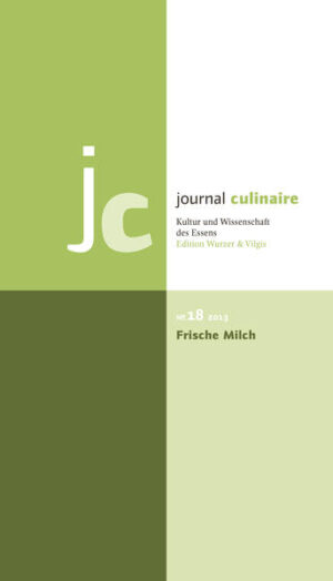 Vielleicht ist es gerade die Nähe zur Muttermilch, die uns die Milch der Wiederkäuer so vertraut sein lässt. Oder die lange Geschichte, die nördliche Mitteleuropäer emotional bis in mythologische Tiefen und faktisch als Lebensgrundlage an die Milch bindet. Schnell wird deutlich, dass sie ein Paradigma tiefgreifender Veränderungen und Verstehensweisen von Ernährung und handwerklicher bzw. industrieller Produktion in den vergangenen einhundert Jahren ist. Ende des ersten Drittels des 20. Jahrhunderts waren noch zehn Prozent der menschlichen Tuberkulosefälle auf den Verzehr von (Roh-)Milch zurückzuführen. Heute orientiert sich das Kontrollbedürfnis bei der Kuhmilch an industriellen Standards. Eine bemerkenswerte Umkehrung der Weltwahrnehmung. Viele haben den Perspektivenwechsel hautnah miterlebt, sind Teil einer Veränderungsdynamik, die nachdenklich werden lässt. ANITA IDEL spannt einen großen Bogen von früheren Savannen, die durch grasende Wiederkäuer unsere heutigen Ackerflächen wurden zum Verdauungssystem der Rinder. MARTINA KALLER dokumentiert Milchgeschichte als Frauen-Geschichte einer Bäuerin aus Tirol. Der Koch NILS HENKEL aromatisiert Milch mit Lebensmitteln. Den Weg der Milch von der Kuh zum Konsumenten skizziert ANDREA FINK-KESSLER. Das kontroverse Thema Rohmilch bereitet TON BAARS auf und stellt als Beispiel den Völkleswaldhof vor. KARL-JOSEF FUCHS erzählt von der Weidehaltung der Hinterwälder. THOMAS VILGIS steigt tief in die kolloidale Struktur und Physik der Milch ein und erläutert ihre Verdauung. JORDI ROCA präsentiert ein Dessert aus Schafsmilch. Die Herstellung von ESL-Milch beschreibt PETER CHR. LORENZEN im Vergleich mit den gewohnten Alternativen. THOMAS MACYSZYN kombiniert Milch mit Aubergine. Auf die Spur des Aromaprofils von Muttermilch machen sich ANDREA BÜTTNER und SONJA BISCHOFF. ANKE LIEBERT stellt ihre Frage an die Erwachsenen: Vertragen Sie Milch? Der Plöner Koch ROBERT STOLZ nennt seinen Teller „Flutsaum am Meer“.CAROLINE SIEFARTH berichtet über Nicht-Kuh Milchprodukte. Das Forum schließt mit einem Cartoon von BERND ZELLER. Im FORUM bringt UDO KIENLE unser Wissen über die natürliche Süße von Stevia Rebaudiana auf den neuesten Stand. Lebensmittelsicherheit ist für viele Verbraucher eine zentrale Frage beim täglichen Einkauf. Die strengen Speisegesetze der Muslime, so HERBERT J. BUCKENHÜSKES in seinem Beitrag „halal“ oder „haram“?, gilt nicht wenigen als überzeugendere Alternative zu staatlichen Kontrollen. Die kulturelle Bedeutung der Fermentation akzentuiert GIN-YOUNG SONG am Beispiel des südkoreanischen Kimchi. REZENSIONEN von FRANZISKA SCHÜRCH, LUDGER FISCHER und MICHAEL HOFFMANN beschließen das Journal Culinaire No. 18.