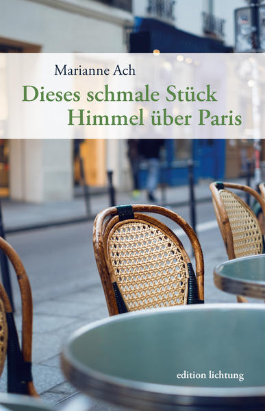 Eine Auszeit in Paris soll Hannah helfen, über ihre Ehe und damit über ihre Zukunft nachzudenken: Kann sie weiterhin ihr Leben mit ihrem psychisch kranken Mann teilen, oder soll sie sich von ihm trennen? Dreißig Jahre lebt Hannah bereits mit Jan zusammen, in dieser Zeit haben sie mehrere Krisen bewältigt. Doch Hannah hat Angst, die Krankheit von Jan könnte wieder ausbrechen. Ein Aufenthalt in Paris verspricht den nötigen Abstand, um eine Entscheidung zu treffen. Interessante und unerwartete Begegnungen mit fremden Menschen und Gespräche mit einem befreundeten homosexuellen Paar sind hilfreiche Anstöße, sich darüber klar zu werden, was sie im Grunde möchte. Marianne Ach lässt ihre Leser teilhaben an der Unruhe ihrer Hauptfigur: einem Widerstreit zwischen der Liebe zu ihrem Mann und einem immer wieder aufbrechenden Freiheitsdrang. Eindrücke in der pulsierenden Stadt und auf einem französischen Landgut, aber auch Erinnerungen bewegen sie zu immer neuen Gedankengängen. Mit ihrer klaren und intensiven Sprache führt Marianne Ach ganz nah an die Gefühle und Bedürfnisse ihrer Protagonistin heran. „Dieses schmale Stück Himmel über Paris“ ist eine nicht ganz alltägliche Liebesgeschichte.