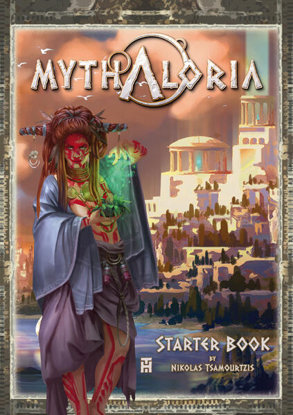 „Abandoned by the Khaí“ „MYTHALORIA“ is a post-apocalyptic fantasy role-playing game for 3 to 6 players. Mytha and her pantheon have turned their backs on their children. At the same time, the Talokh, beings from another reality, are pushing into the world, bringing death and destruction to Eníkien. While the priests of the Eníkian Church try to persuade the children to return to the teachings of the Holy Scripture, the Mythaloria, only a few are chosen to stand up to the creatures possessed by the Talokh. Dive into a world full of danger and epic adventures, and take on the roles of fearless heroes. Contents The game rules A brief description of the game world 5 playable species and their powers 4 pre-made protagonists for quick start Scenario „The Beast of Dímas“ All the tools to create your own protagonists and stories