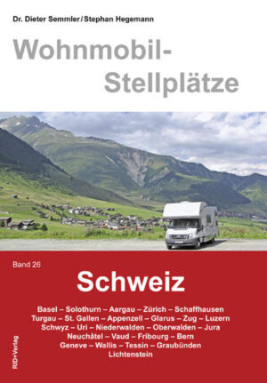 Gerade ist unsere Neuerscheinung „Schweiz“ nach den Recherchen des Stellplatzexperten Dieter Semmler und Stephan Hegemann erschienen. Alle Plätze sind – wie bei all diesen europäischen Stellplatzführern –in Routen (Wochentouren) eingebunden und genau beschreiben und bewertet. Farbige Stellplatzfotos, Koordinaten, Postleitzahlen, Straßennamen erleichtern die Auswahl und das Auffinden der empfohlenen Plätze. Die Schweiz ist das ganze Jahr, auch neben der Hauptsaison im Sommer und Winter eine Wohnmobilreise wert ! Von der Fasnacht in Basel über die heimliche Hauptstadt Zürich, das Juragebirge, vielfältige Sehenswürdigkeiten rund um den Genfer See bis zu den höchsten Gipfeln der Schweiz im Wallis führen die Touren in die Südschweiz nach Locarno mit seinem Mittelmeerklima. Im Winter locken Reisen zu den berühmtesten Skiorten im Osten der Schweiz. Der Stellplatzführer beschreibt Sehenswertes und liefert die „Schlafplätze“ dazu