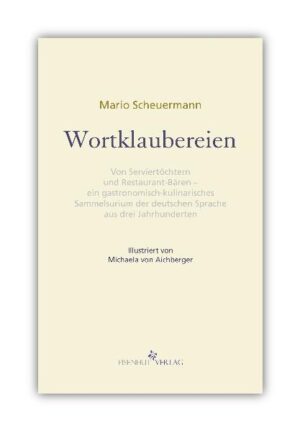 Als erster Band der Reihe "Küchenbord. Eine Reihe gastrosophischer Bücher. Herausgegeben von Tobias Wimbauer" erscheinen Mario Scheuermanns "Wortklaubereien. Von 'Serviertöchtern' und 'Restaurant-Bären' - ein gastronomisch-kulinarisches Sammelsurium der deutschen Sprache aus drei Jahrhunderten." Selbst verfasste oder gesammelte Glossare sind ein bewährtes Hilfsmittel. Solche alphabetischen Breviere dienen dem Schreiber wie dem Maler das Skizzenbuch. Das berühmteste ist der Dictionnaire des idées reçues (Wörterbuch der Gemeinplätze) von Gustave Flaubert. Scheuermanns 'Wortklaubereien' sind zum einen ein vergnügliches Sammelsurium von kulinarischen Wort-Kuriositäten. Zum anderen bewahren diese vom Autor über viele Jahrzehnte gesammelten Zitate aus Büchern, Zeitungen und Zeitschriften schon fast Vergessenes und liefern Belege für Herkunft und Bedeutungswandel von manch gängigem Begriff der Gastronomie und Kulinarik in Deutschland, Österreich und besonders der Schweiz. Studentenfutter 'Doch ungleich bedeutender in ihren Folgen ist jene mehr beachtete Schleckerei deutscher Gymnasiasten und Burschen, welche den an sich selbst so unerheblichen Rosinen und Mandeln den Spitznamen eines Studentenfutters erworben hat.' C. F. von Rumohr, Geist der Kochkunst, 1832 Sommelier 'Die ›sommeliers‹ gingen umher, die Kellermeister, die so gar nichts vom Kellner haben: sie stellen vielmehr etwas dar, was zwischen einem alten Bauern und einem Mönch liegt. Ammen des Weins. Tempo, 23. November 1928 Peter Panter [d.i. Kurt Tucholsky], Alter Burgunder wird versteigert Fressbalken 'Angefangen hat die steile Karriere des Schweizers mit der 3-jährigen ›Stifti‹ im ›Fressbalken‹, der Mövenpick-Autobahnraststätte bei Würenlos.' Aargauer Zeitung, 12. Oktober 2006 Rüebli und Zwebele schäli keini me Die meisten dieser Sammlungen und Listen bleiben in der Schublade. Manchmal findet aber ein Verleger Gefallen an einer solchen Sammlung und macht ein Buch daraus. So hier. 'Spannende, lehrreiche Details, die erheitern. Die ideale Kaminlektüre (nicht nur) für den kulinarisch Interessierten!' Mit 18 Zeichnungen von Michaela von Aichberger.