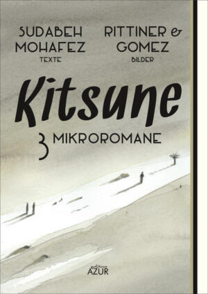 Gemeinsam mit den bildermachern Rittiner & Gomez legt Sudabeh Mohafez mit ihrem zweiten Buch in der edition AZUR eine ganz besondere Sammlung vor: drei Mikroromane in sechzig Kapiteln mit sechzig Bildern. »In der Ferne, die Felsen« unternimmt eine Reise an den Nullpunkt des Erzählens und erkundet unser Unbehagen an Geschichten, die sich gängigen Plots verweigern. »Das eigenartige Haus« lässt zwei Menschen am Rande der Gesellschaft zu Wort kommen, deren Leben eine ganz und gar überraschende Wendung nimmt. der Titelroman »Kitsune« schließlich berichtet vom stillen Weg zurück ins Glück. Die Koproduktion entstand vor dem Hintergrund des intensiven Austauschs von Sudabeh Mohafez und Rittiner & Gomez auf ihren Weblogs während der Jahre 2005 bis 2013.