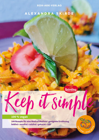 Keep it simple 144 Rezepte für eine Medical Medium© geeignete Ernährung fettfrei -nussfrei -salzfrei -gekocht -roh In diesem Buch präsentiert Alexandra Skirde - Fachberaterin für holistische Gesundheit Vegan Raw Chef und bekannt als Foodbloggerin „rawandsexy” - ihre neuesten kulinarischen Kreationen. Diesmal legt sie den Fokus auf vegane fett-, nuss- und salzfreie Rezepte, die getreu ihrem Motto „Keep it simple“ auch von Anfängern ganz einfach zubereitet werden können. Darüber hinaus wird die Leber entlastet und die Ernährung wird somit einfach bekömmlicher. Der Autorin stand bei der Entwicklung des Buches der befreundete Gesundheits-Coach Bernd Bissinger beratend zur Seite, der selber den „Medical Medium© Way of Life“ lebt. So konnten diese zauberhaften und reinen Rezepte in ihrer Vollendung entstehen - dies hat er auch im enthaltenen Vorwort erklärt. Ihr immenses Fachwissen gibt Alexandra neben ihren Büchern ihrer Webseite und ihren Social-Media-Kanälen auch in Form von Workshops und Beratungen sowie als Sprecherin auf Events und Fachmessen weiter. Sie berät neben zahlreichen Privatleuten auch Restaurants und Hotels in Deutschland sowie im Ausland (z. B. auf Bali/Gili Air) wie man gesundes, veganes Essen schmackhaft kredenzen kann. Zudem ist sie Mitglied des Kompetenz-Teams des veganen Bio-Restaurant-Konzepts „ALGE“. Sie lebt mit ihrem Mann in Düsseldorf.