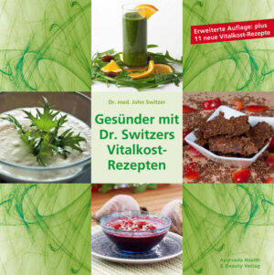 Dieses Buch möchte eine Anzahl schmackhafter Rezepte aus dem großen Buch Dr. Switzers Heilkräftige Wildkräuter-Vitalkost-Rezepte vorstellen. Alle ausgewählten 62 von insgesamt 189 Rezepten wurden mit viel Sorgfalt zubereitet und getestet. Da wir uns an Einsteiger in die Wildkräuter-Vitalkost-Küche wenden, liegt das Augenmerk vorwiegend auf den einfacheren Rezepten. Wir wünschen Ihnen viel Freude und Erfolg bei der Eroberung einer neuen Welt des Geschmacks und des Wohlbefindens. Die Wildkräuter sind ein wahrer Goldschatz an Biophotonen (von Pflanzen aufgenommene Sonnenenergie) und sekundären Pflanzenstoffen, die im Handel praktisch nicht erhältlich sind. 2. erweiterte und überarbeitete Auflage