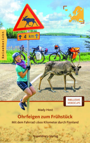 Die Autorin Mady Host reist zusammen mit Freundin Cornelia per Fahrrad durch Finnland. Ihre Route führt die Frauen auf 1.600 Kilometern vom nordischen Lappland bis in die Hauptstadt Helsinki im Süden. Treuer Gefährte: Ihr Zelt, mit dem sie wild campen. Aus dem Inhalt: Das Werkzeug bereits während der Anreise verloren, machen sich die Reisenden sorglos auf ihren Weg durch das Land der tausend Seen. In Kolari, wo sich der nördlichste Bahnhof Finnlands befindet, beginnt ihr Abenteuer … Bereits am vierten Tag stranden die beiden mit kaputtem Fahrrad bei strömendem Regen in einem verschlafenen Dorf, im Seengebiet werden sie von einem pensionierten Professor in die Geheimnisse der Flusskrebsjagd eingeweiht und dank eines glücklichen Zufalls landen sie nach einem kraftraubenden Tag in der Sauna eines ehemaligen Rennfahrers. Was es mit Ohrfeigen zum Frühstück auf sich hat, weshalb die finnischen Senioren immer „auf Speed“ sind und wie man sich ohne Werkzeug durchs Land schlägt – davon erzählt Mady Host in diesem Buch. Fazit: Ein witziger R(o)adtrip mit hohem Unterhaltungswert, gespickt mit Tipps, Länderinfos und Routenbeschreibungen!