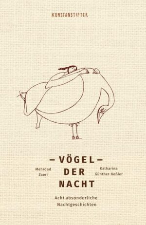 Eine hinreißende Bordsteinschwalbe preist lispelnd ihre Liebesdienste an, ein depressiver Laufvogel rennt vor sich selbst und seinem Kummer davon, eine zum Platzen angespannte Nachtwachtel ergeht sich in grimmigen Tiraden und sehnt sich doch nur nach ein bisschen Anerkennung … Schonungslos, aber auch hintergründig, humorvoll und zart erzählt Katharina Günther-Keßler. Es sind die Geschichten von acht allzu menschlichen »Vögeln der Nacht«, ihren Abgründen, ihren Nöten und ihren Eitelkeiten. Gemeinsam ist diesen schrägen Tieren vor allem eines: dass sie die Bühne der Großstadt erst nach Sonnenuntergang betreten, wo sie im Schutze der Dunkelheit und in den unerschöpflichen Räumen der Phantasiewelt ihre Geheimnisse und Sehnsüchte offenbaren. Die Gedichte und Prosatexte werden durch die poetischen Illustrationen des Bilderkünstlers Mehrdad Zaeri verstärkt.