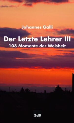 Nachdem die ersten beiden Bände: „Der Letzte Lehrer“ viele Leser inspiriert haben, legt Johannes Galli nun den dritten Band vor. Johannes Galli im Vorwort: „Eigentlich hatte ich mir vorgenommen, nur einen Band ‚Der Letzte Lehrer’ zu veröffentlichen. Ich wollte mein philosophisches Gedankengebäude in einhundertacht Geschichten skizzieren. Nachdem meine Freunde und Bekannten, meine Mitarbeiter und Kollegen immer mehr Fragen an mich richteten, wuchs die Fülle des Materials allerdings sehr stark an. So entschloss ich mich, einen zweiten Band mit weiteren einhundertacht Geschichten vom Letzten Lehrer herauszugeben. Die Quelle in mir allerdings sprudelte weiter und schon bald waren einhundertacht weitere Geschichten vom Letzten Lehrer fertiggestellt. Also beschloss ich im Frühjahr 2012, den dritten Band „Der letzte Lehrer“ zu veröffentlichen. Der Letzte Lehrer ist neben der Präsentation vieler gedanklicher Diamanten auch der Abgesang an die Belehrung von Mensch zu Mensch. Wer die Geschichten des Letzen Lehrers mit dem Herzen liest, wird hie und da erschrecken. Keine Angst! Damit sich etwas bewegt, ist hier und da unbedingt ein Schock nötig. So will der Letzte Lehrer auf keinen Fall belehren, sondern lediglich Bewegung ins Leben bringen!“