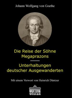 Die Reise der Söhne Megaprazons und Unterhaltungen deutscher Ausgewanderten - mit diesen Fragmenten Goethes mitsamt einer ausführlichen Rezension des namhaften Kölner Altphilologen und Literaturhistorikers Heinrich Düntzer (1813-1901) aus dem Jahre 1873 eröffnet der Anthea Verlag eine Reihe selten aufgelegter literarische Werke des 17. bis 20. Jahrhunderts, die unserem Blickfeld nahezu entschwunden sind. Diese Streifzüge durch weitgehend unbekannte Gefilde versprechen dem Leser einen hohen literarischen Genuss. Ausgewählt wurden aus dem Goethe-Manuskript der Unterhaltungen die Erzzählungen Bassompierres Geschichte von der schönen Krämerin, Der Prokurator, Ferdinands Schuld und Wandlung sowie Das Märchen.