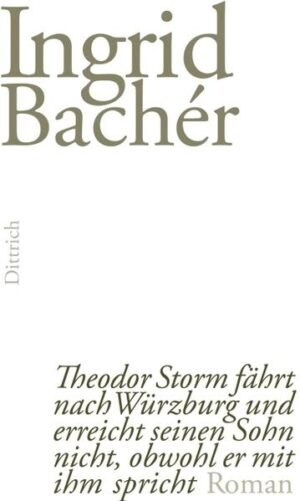 Wie geprägt ist einer von der Geschichte seiner Familie, seines Landes, wie versucht man ihn zu formen und wie entzieht er sich dem auf der Suche nach Wahlverwandten? Das ist das Thema des Buches von Ingrid Bachér, erzählt am Beispiel der Beziehung von Hans Woldsen Storm und seinem Vater, Theodor Storm. Es ist das Jahr 1877, im Februar kommt Theodor Storm nach Würzburg, um durch seine nwesenheit den Sohn zu zwingen, das Medizinstudium endlich zu Ende zu bringen. Die Autorin schildert einen dramatischen Prozess: Vater und Sohn sind die Protagonisten nicht nur verschiedener Generationen, sondern sie sind auch Menschen ganz unterschiedlichen Charakters und Temperaments, hineingeboren in je unterschiedliche Epochen. Und so ist ein wesentlicher 'Mitspieler' dieses Romans das letzte Drittel des 19. Jahrhunderts, das die Nachgeborenen oft bis in unsere Zeit mitgeprägt hat. Storm ist nicht nur der Gegenspieler seines Sohnes, sondern auch die gesellschaftliche Omnipotenz, der Vater als Patriarch der Familie und Repräsentant des Öffentlichen. Er hat 'seinem guten Jungen' die Angst vorm Versagen beigebracht, ohne es selbst erkennen zu können. Der Vater muss die Autorität verkörpern, weil er an keine höhere mehr glaubt - so sieht es der Sohn. Beide 'können sich nicht nähern und nicht entkommen '. Woldsen will frei sein vom angeblich sichersten Halt, der Familie, und von der in Aussicht gestellten bürgerlichen Existenz. Er schätzt die Nähe der Armen und Trinker in den Würzburger Kneipen mehr als die Gesellschaft der Salons, und er liebt - nicht standesgemäß - die Tochter eines Streckenarbeiters. Woldsen sieht die sich anbahnenden neuen Veränderungen, die die Zeit mitbringt, er erkennt die 'Mechanik, welche nur nach Profit und Verlust werten kann'. Virtuos und kenntnisreich (auf authentisches Material zurückgreifend) erzählt Ingrid Bachér den Vater-Sohn-Konflikt als Epochenkonflikt, und wie Woldsen, obwohl durch den Zwang des Vaters fast in eine tragische Katastrophe getrieben, sich auf dem Weg zu sich selbst befindet, nicht flüchtet, sondern standhält.