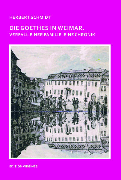 Herbert Schmidt entwirft eine Familiengeschichte der Goethes in Weimar, die zugleich chronologisch und thematisch gegliedert ist und den Verfall der Familie Goethe in Weimar beschreibt. „Überblickt man diesen Entwicklungsgang, dann drängt sich dem Leser der Untertitel eines berühmten Romans von Thomas Mann auf. Handelt es sich hier nicht wie bei den Buddenbrooks um den Verfall einer wirklichen Familie? Argumente dafür lassen sich viele finden.” aus dem Geleitwort von Prof. Dr. Christof Wingertszahn, Direktor des Goethe-Museums Düsseldorf Das Augenmerk des Autors gilt besonders dem zunehmenden Selbstzweifel von Sohn August sowie der Enkel Walther und Wolfgang im Schatten Goethes und unter dem Einfluss von Ottilie. Briefe, Tagebücher und Zitate, in denen die Personen selbst sehr ausführlich zu Wort kommen, ergeben in ihrer vielstimmigen Verknüpfung ein authentisches biografisches Erzählmuster.