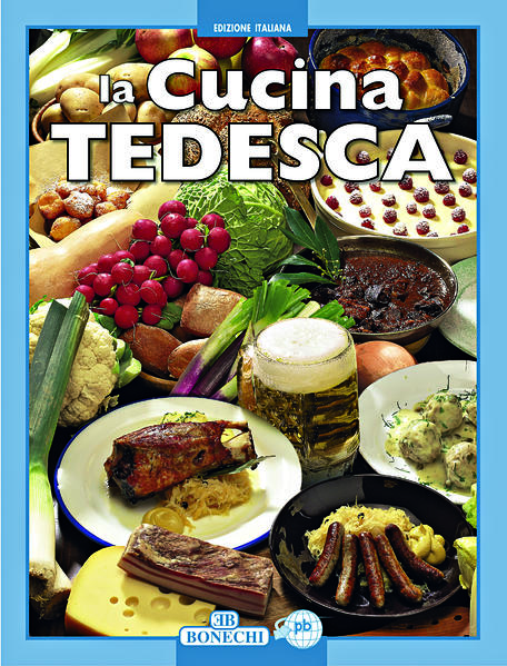 Unico libro italiano con ricette della cucina tradizionale e regionale della Germania! Sammlung traditioneller regionaler deutscher Rezepte mit zahlreichen Abbildungen und Step-by-Step Fotos, italienischer Text. Inhaltlich identisch mit "Traditional German Cooking", "Cocina alemana" und "Cuisine allemande", die jeweils als Broschur und Hardcover im gleichen Verlag erschienen sind!