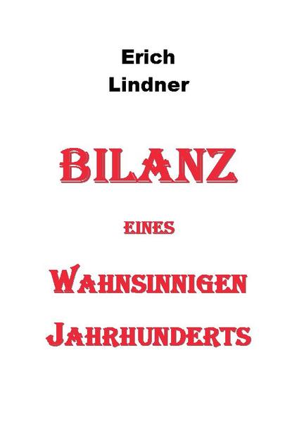 Erich Lindner, einer der letzten Zeitzeugen des 20. Jahrhunderts, wurde während der Weimarer-Republik geboren. Er erlebte den zweiten Weltkrieg mit einer Mordorgie in einer schwindelerregenden Größenordnung. In seinem Buch verdeutlicht er den Wahnsinn der Kriege des 19. und 20. Jahrhunderts. Außerdem erzählt er von seinen eigenen Erlebnissen im zweiten Weltkrieg und wie er den totalen Umbau der gesamten Gesellschaft, vom Handbetrieb zur Moderne des 21. Jahrhunderts erlebte.