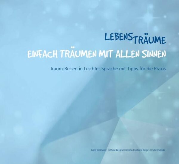 Die schönsten Geschichten sind im Kopf. Jeder kennt sie-viele lieben sie: Traumreisen. Die Suche nach Traumreisen in Leichter Sprache hat uns motiviert, eigene Traumreisen in Leichter Sprache zu schreiben und zu vertonen. Es geht darum, einfach zu träumen und das mit allen Sinnen. Die Themenmappe LEBENS-TRÄUME-Einfach träumen mit allen Sinnen enthält: • Die CD LEBENS-TRÄUME-EINFACH TRÄUMEN MIT ALLEN SINNEN: 2 CDs TRAUM-REISEN mit vertonten Traumreisen 1 CD LEBENS-LIEDER mit passenden Liedern • Begleitbuch mit 16 Traumreisen und Tipps für die Praxis • 13 Lebenszeichen zur religionspädagogischen oder liturgischen Weiterführung des jeweiligen Themas