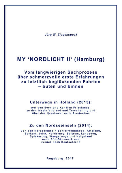 Das Märchen der Gebrüder Grimm, von einem, der auszog das Fürchten zu lernen, ist sicherlich bekannt: So ähnlich erging es dem Autorenehepaar, als der Entschluss gefasst war, sich vom geliebten Segelschiff zu trennen und auf ein motorbetriebenes Fahrzeug umzusteigen. Schon der Verkauf des Schiffes, das zwanzig Jahre lang Sommer für Sommer ihr Zuhause war, brachte erhebliche und unerwartete Probleme mit sich, die Suche nach einer gebrauchten Motoryacht manche schlaflose Nacht. - Davon ist unverblümt, offen und ehrlich im ersten Teil des Buches die Rede. Und wer einen ähnlichen Wechsel in Kürze realisieren möchte, ist gut beraten, aus den gemachten Erfahrungen, die hier ausgebreitet werden, zu lernen, denn aus Fehlern anderer Segelkameraden können tatsächlich wichtige Konsequenzen gezogen werden. - Fürchten darf man sich nicht ! Watt mutt, dat mutt ! Danach begannen die ersten, behutsamen Versuche, sich mit dem erworbenen Schiff anzufreunden, die einfühlsam geschildert werden. Alles ist anders, alles fühlt sich anders an und alles muss anders gemacht werden. - Das optimale neue Schiff gibt es nicht, wohl aber einen mutigen und beherzten Annäherungsversuch. Und wenn der einigermaßen gelingt, kann zunächst einmal aufgeatmet werden. Danach wachsen dann auch die positiven Gefühle und das Schiff wird innerlich adoptiert. Dieser Prozess dauerte zwei lange Sommer, die Gisela und Jörg W. Ziegenspeck in Holland (Friesland und Ijsselmeer) bzw. entlang der west- (Vlieland, Terschelling, Ameland, Schiermonnikoog) und ostfriesischen (Borkum, Juist, Norderney, Baltrum, Langeoog, Spiekeroog, Wangerooge) Küste unterwegs waren. Kulturell bedeutsam wurden Aufenthalte in Amsterdam (u.a. Rijsmuseum und Van-Gogh-Museum) und Emden (Kunsthalle), wo wahre Schätze entdeckt wurden. Die Insel Helgoland war dann ein Muss auf dem Nordseetörn von Wangerooge zur Eidermündung. Über die Eider und den Nordostseekanal ging es nach Kiel und Eckernförde, von dort in die „Dänische Südsee“ bis zur Insel Møn und ihrem Apendix Nyord. Um Gedser Odde (Falster) herum erreichte MY ‘NORDLICHT II‘ die Lübecker Bucht. Und über den Elbe-Lübeck-Kanal gelangte das Ehepaar elbabwärts fahrend zum Heimathafen Hamburg. Das Buch besticht durch seine vielen Farbfotographien und durch einen Text, der Leser und Leserinnen und Leser geradezu zum Mitreisen und -erleben einlädt. Gisela Brehmer-Ziegenspeck und Jörg W. Ziegenspeck mögen Menschen, Länder und Kulturen - das merkt man. Sie war bis zum Erreichen der Altersgrenze niedergelassene Kinderärztin in Hamburg, er umtriebiger Hochschullehrer an der Universität in Lüneburg. Einer seiner wissenschaftlichen Schwerpunkte war die Segel- und Erlebnispädagogik. Nun machten sich beide auf, um zu beweisen, dass es auch im Alter möglich ist, Erlebnisse zu suchen und deren Erträge in das immer kostbarer werdende Lebenskonzept sinnvoll zu integrieren.