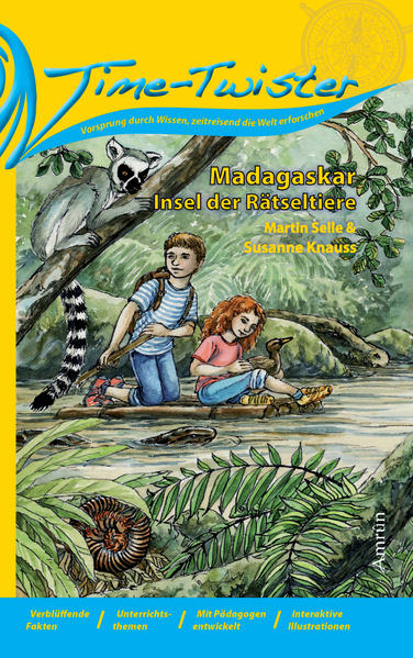 Unfassbar! Tom und Lena befinden sich von einer Sekunde auf die andere nicht mehr da, wo sie gerade noch waren. Plötzlich hören sie unbekannte Geräusche und dichter Urwald umzingelt sie. Ist dieser Ort gefährlich? Noch während die beiden das überlegen, flüchten sie schon vor Riesenkuglern, Schlangen und Giftskorpionen. Doch das ist erst der Beginn von geheimnisvollen Entdeckungen auf Madagaskar, der Insel der Rätseltiere. Spannende Abenteuer erlebst du in allen Time- Twister- Bänden. Time- Twister reise mit! Erforsche fremde Welten, erkunde vergangene Zeiten, lerne berühmte Personen kennen.