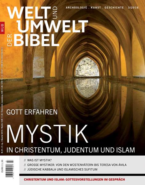 Die Suche nach tiefen Gotteserfahrungen findet sich bei Menschen unterschiedlichster Zeiten und Religionen. Die Anfänge der christlichen Mystik bei den Wüstenvätern im 3. Jh. basieren auf der Bibelexegese. Besonders das alttestamentliche Hohelied spielt hier eine wichtige Rolle. Darauf aufbauend zieht sich die mystische Tradition durch die Jahrhunderte. Eine Hochphase findet sich im Mittelalter. Doch auch die frühe Neuzeit und die Zeit der Reformation ist eine Blütezeit mystischer Frömmigkeit. Ob neben Teresa von Ávila auch Martin Luther als Mystiker zu verstehen ist, wird in der Forschung zurzeit diskutiert. Daneben stellt diese Ausgabe von „Welt und Umwelt der Bibel“ die mystischen Strömungen im Judentum, die Kabbala, und im Islam, den Sufismus, vor.