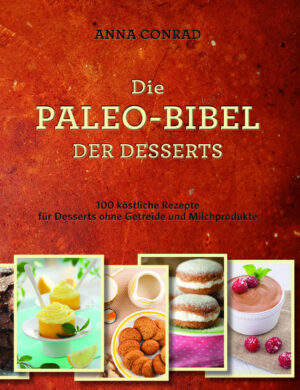 Leckere Desserts für den Paleo-Lebensstil! Wir alle wissen inzwischen, wie gut die Paleo-Diät zur Gewichtsreduktion beiträgt und das allgemeine Wohlbefinden verbessert. Doch selbst die ganz Gesundheitsbewussten unter uns brauchen ab und zu etwas Süßes und Leckeres. Wäre es nicht toll, wenn wir diesem Drang nachgeben könnten, ohne unsere Diät zu unterbrechen? In diesem Buch finden Sie 100 Rezepte für leckere Nachspeisen, nach denen Sie sich zufrieden, energetisiert und gesund fühlen werden. Anna Conrad ist Köchin und führt eine Catering-Firma. Als sie gebeten wurde, Süßspeisen für ein 28-tägiges Paleo-Fitnessprogramm zu entwickeln, war sie zuerst skeptisch. Würde ein Athlet — oder auch nur eine durchschnittliche Person — sich wirklich ausgewogen ernähren können, wenn er komplett auf Getreide und Milchprodukte verzichtete? Bevor Anna zusagte, entschied sie sich daher, die Diät zwei Wochen lang an sich selbst auszuprobieren und dann zu sehen, wie sie sich fühlte. Sie verlor in dieser Zeit acht Pfund, ohne sich jemals hungrig oder unzufrieden zu fühlen, und auch ihr Blutdruck, die Herzrate und der Cholesterinspiegel blieben innerhalb gesunder Grenzen. Seitdem beinhalten Annas Catering-Menüs auch regelmäßig ein Paleo-Gericht zur Auswahl. In diesem Buch zeigt sie uns ihre köstlichen Rezepte, darunter für: • Mandelbutterkuchen • Brotpudding • Saftige Schokoladenplätzchen • Lebkuchen • Zitronentarte • Pekannussriegel