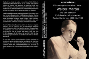 Das Buch beschreibt das Leben meines Vaters, Walter Martin, in fünf Gesellschaftssystemen. Er ist am 23. Oktober 1918 geboren und am 24. Oktober 1999 gestorben. In dieser Zeit hat er viele Höhen und Tiefen und viel Erinnerungswürdiges erlebt. Aber auch von den von ihm bewusst erlebten fünf Gesellschaftssystemen wird berichtet, um manche seiner Handlungen besser zu verstehen. Das Buch stellt auch seine Lebensbiografie dar. Zum Teil wird auch über markante Gegebenheiten und Erlebnisse mit seiner Ehefrau, unserer Mutter, beider Eltern sowie von seinen Großeltern, seinem Bruder und weiterer Vorfahren, guten Bekannten und Kameraden, aber auch von Mitarbeitern und seinen wichtigen Lebensstationen erzählt. Diese fünf Gesellschaftssysteme stellen die Weimarer Republik von 09.11.1918 bis zum 29.01.1933, die Zeit unter den Nazis vom 30.01.1933 bis zum 08.05.1945. Die Zeit nach dem Ende des Zweiten Weltkrieges und in der Sowjetischen Besatzungszone vom 09.05.1945 bis zum 06.10.1949, das Leben in der DDR vom 07.10.1949 bis zum 02.10.1990 und ab dem 03.10.1990 die Wiedervereinigung Deutschlands mit dem Beitritt der DDR zur Bundesrepublik dar. Da mein Vater in diesen gesellschaftlichen Epochen gelebt hat und von ihnen in seinem Verhalten geprägt war, werden die historische Entwicklung, aber auch Bestandteile, Gegebenheiten und wichtige Ereignisse dieser fünf Gesellschaftssysteme von mir auch auf Grund meiner und der Erkenntnisse meines Vaters kritisch betrachtet.