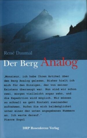 „Monsieur, ich habe Ihren Artikel über den Berg Analog gelesen. Bisher hielt ich mich für den Einzigen, der von seiner Existenz überzeugt war. Nun sind wir schon zwei, morgen vielleicht sogar zehn, und die Expedition wird möglich. Wir müssen so schnell es geht Kontakt zueinander aufnehmen. Rufen Sie mich baldmöglichst unter einer der unten angegebenen Nummern an. Ich warte darauf.“ Pierre Sogol René Daumals unnachahmlich direkte Sprache, seine Treffsicherheit im Ausdruck, seine unerschöpfliche Erfindungsgabe in den feinen Details und der große (unvollendete) Bogen der Erzählung verleihen dem Analog die Einzigartigkeit des vollkommenen Fragments. Paul Zimmermann