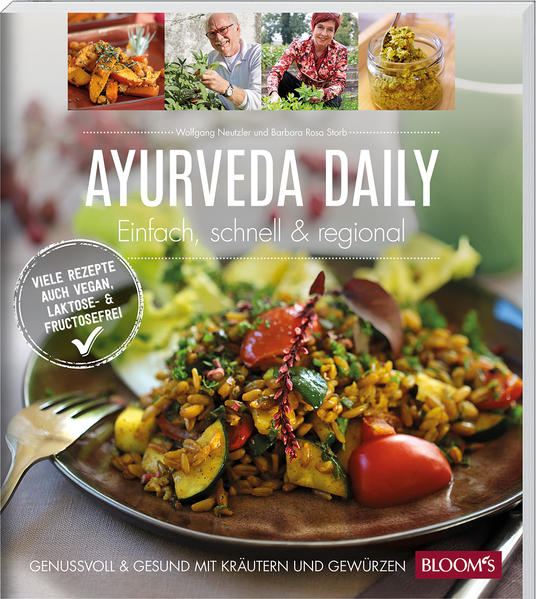 Ayurveda-Coach und -Koch Wolfgang Neutzler und Barbara Rosa Storb, Köchin aus Leidenschaft, zeigen in dem Buch „Ayurveda Daily“, dass man nicht nach Indien fahren muss, um sich gesund und lecker zu ernähren. Sie haben die indische Genussküche auf unsere hiesigen regionalen Gemüsesorten und Kräuter übertragen. Von Radieschen bis Giersch, von Koriander bis zu Spitzwegerich reichen die Zutaten der Rezepte, mit denen die Gerichte schnell und meist ohne große Vorkenntnisse nachgekocht werden können. Die Kräuterdarstellungen nach den Doshas geben eine gute Orientierung, wenn man sich zudem an den Konstitutionstypen Kapha, Pitta und Vata orientieren möchte. Ein Buch zum Reinschnuppern, das Einsteiger bis Erfahrene anspricht sowie alle, die schon immer mal den Geschmack von Ayurveda auf der Zunge haben wollten!